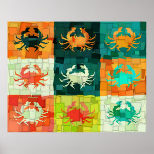 Poster do Cubism do caranguejo do pop art