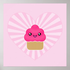 Poster do Cupcake do Coração Kawaii
