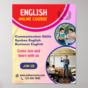 POSTER DO CURSO ONLINE EM INGLÊS