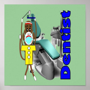 Poster do dentista--Design do macaco da peúga,