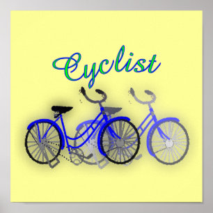 Poster do desenho da aguarela de 1950 bicicletas