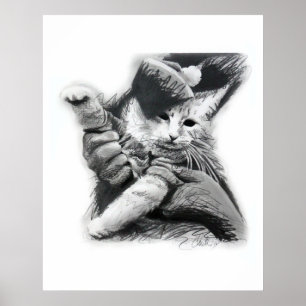 Poster do desenho de lápis do gato do teclado