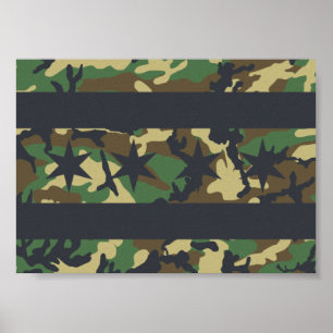 Poster do design de Camo da bandeira de Chicago