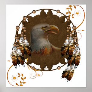 Poster do design de Eagle do nativo americano do