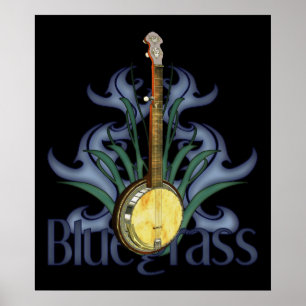 Poster do design do banjo do Bluegrass