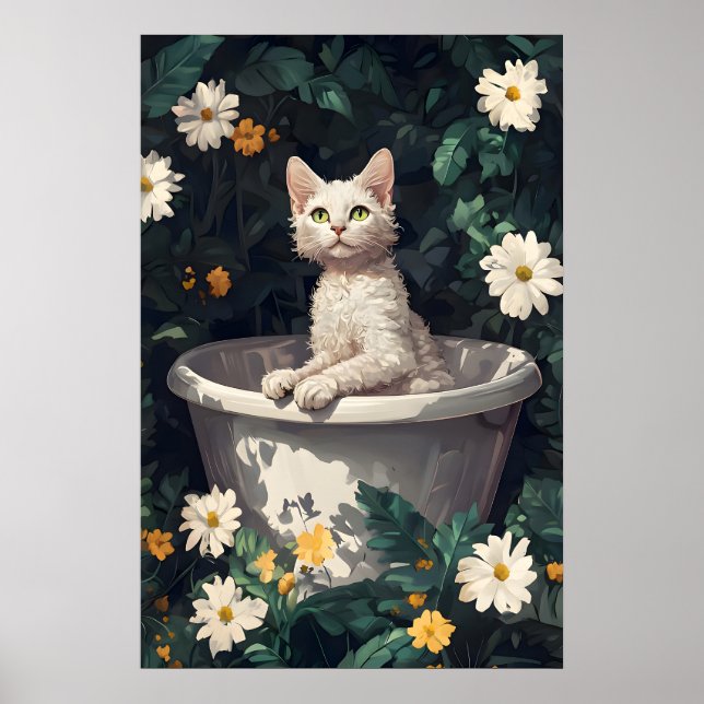 Poster do Devon Rex na Banheira, Poster de Gato En (Frente)