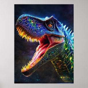 Poster do Dinossauro Jurássico - Arte T-Rex Pré-Hi