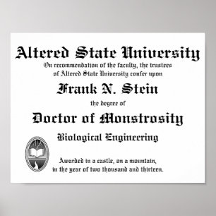 Poster do diploma de Frankenstein