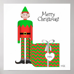 Poster do duende do Natal - pacote do presente de