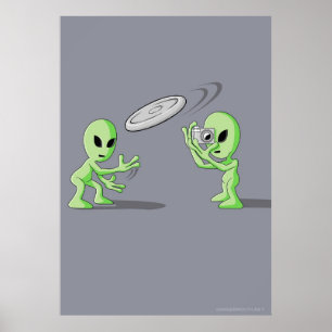 Poster do embuste do UFO do Frisbee dos aliens