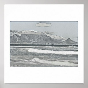 Poster do esboço da montanha da mesa de Cape Town