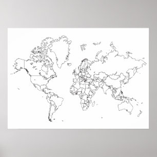 Poster do esboço do mapa do mundo