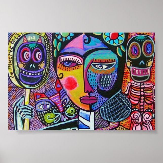 Poster do Esqueleto Espelho da Mulher Mexicana (Frente)