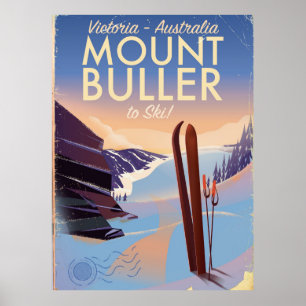 Poster do esqui do vintage de Buller Austrália da
