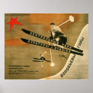Poster do esqui do vintage, esportes de inverno