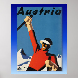Poster do esqui do vintage, esqui Áustria