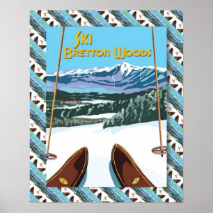 Poster do esqui do vintage, esqui Bretton Woods