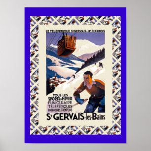 Poster do esqui do vintage, les Bains de Gervais