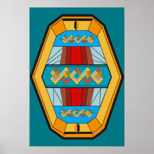 Poster do estilo do art deco com forma da gema