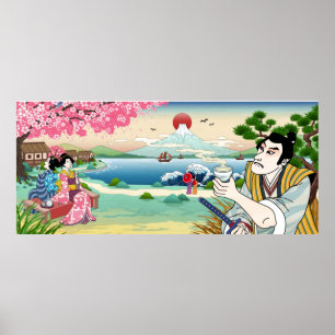 Poster do estilo Ukiyo-e japonês