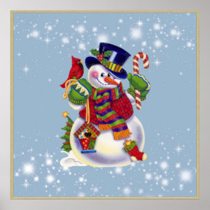 Poster do feriado do boneco de neve do Natal