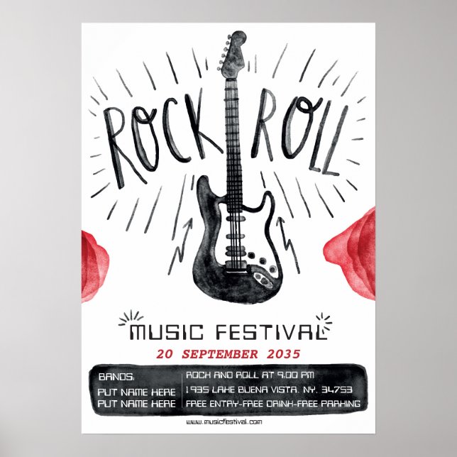 Poster do Festival Watercolor Rock & Roll (Frente)