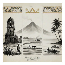 Póster Do Fogo Ao Mar-Bicol Filipinas Sumi-e