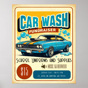Poster do Fusível de Lavagem de Carros com Azul Re