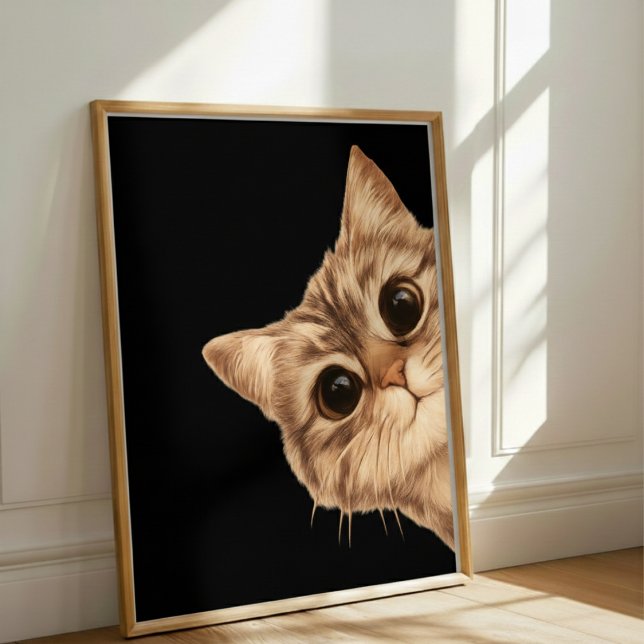 Poster do Gatinho Fofo Espiando com Olhos Grandes (Criador carregado)