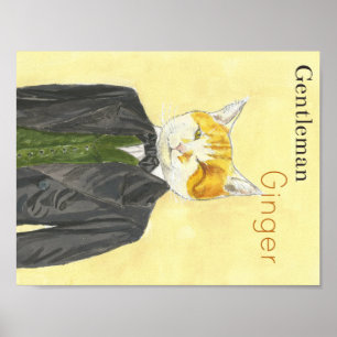 Poster do gato do gengibre do cavalheiro