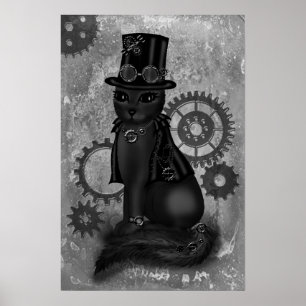poster do gato do steampunk