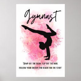 Poster do ginasta de barra colorida rosa