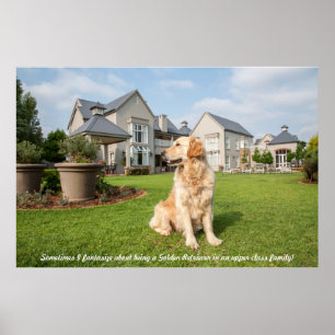 Poster do golden retriever no jardim com citaçõe