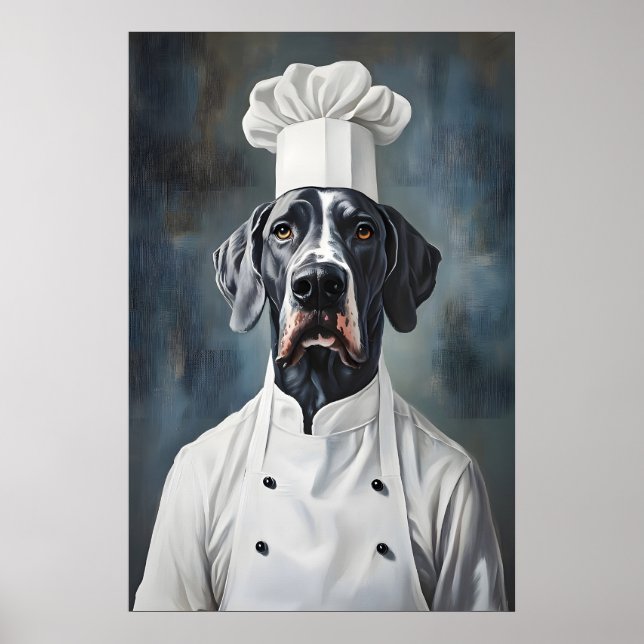 Poster do Grande Danoês com Chapéu de Chef, Poster (Frente)