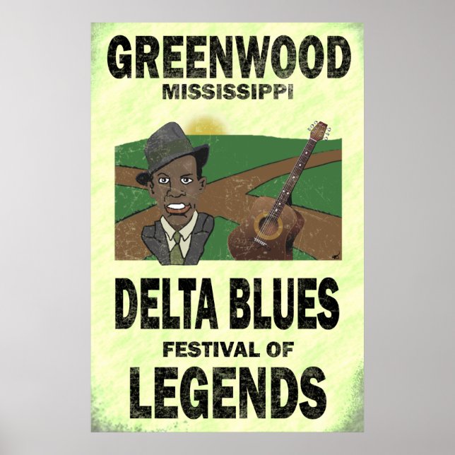Poster do Greenwood Mississippi Delta Blues (Frente)