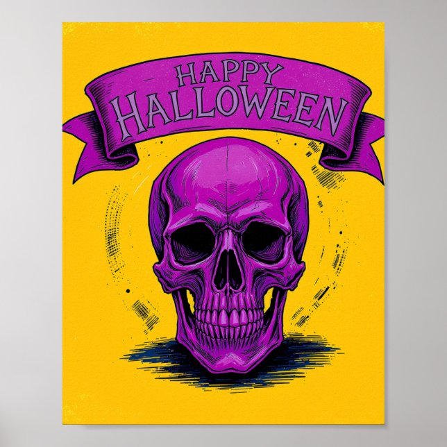Poster do Halloween do Caveira Roxo (Frente)