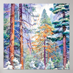 Poster do Home Decore da Paisagem da Floresta Pine
