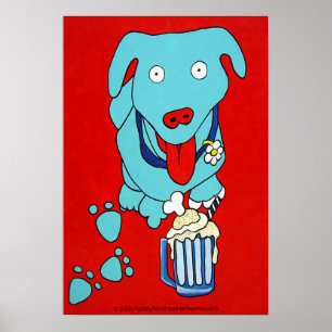 Póster Do "impressão da arte do cão do FLUTUADOR do