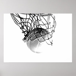 Poster do impressão da bola do basquetebol de B&W
