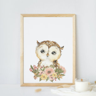 Poster do infantário de Watercolor Baby Owl