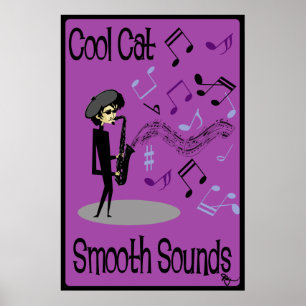 Poster do jogador de saxofone do jazz do Beatnik
