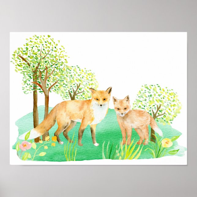 Poster do Kit e Raposa de Aquarela (Frente)