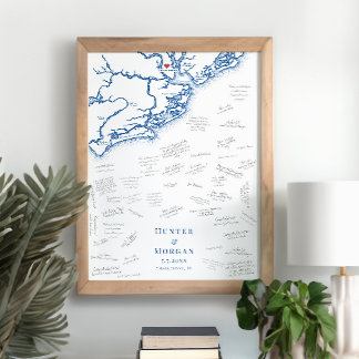 Poster do Livro Guest do Mapa Elegante de Casament