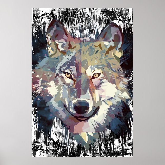 Poster do Lobo - Poster do polígono do Lobo Retro (Frente)