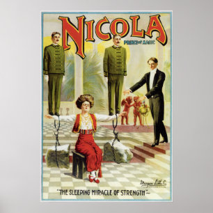 Poster do mágico de Nicola do vintage