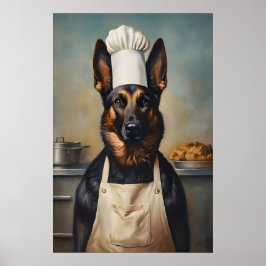 Poster do Malinois Belga com Chapéu de Chef, Poste