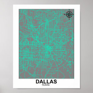 Poster do Mapa da Cidade de Dallas
