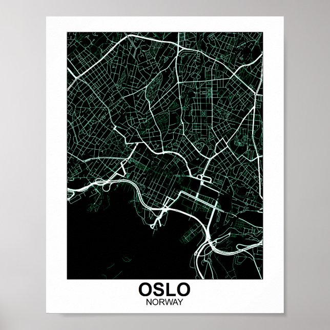Poster do mapa da cidade de Oslo (Frente)