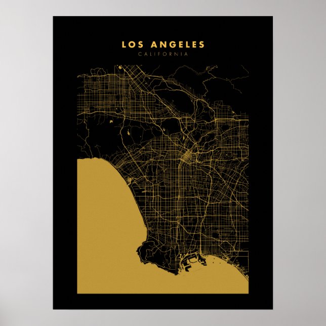 Poster do Mapa da Cidade Dourada de Los Angeles (Frente)