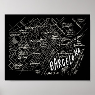 Poster do mapa da espanha de Barcelona - estilo